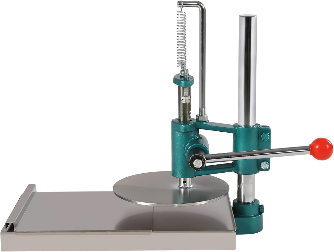 Pressa Manuale per Impasto Pizza da 24 Cm - Macchina per Impasto Regolabile E Resistente per Pizza, Tortini, Chapati E Panini Morbidi - Ideale per Panettieri Casalinghi Green &Silver 7.9 inch