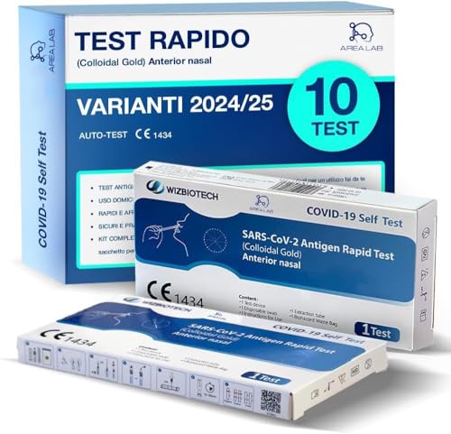 10X Tamponi COVID-19 Nuove Varianti | Test Antigenici Rapidi | Tampone Covid Certificato CE | Registrato Ministero Salute | Rileva Variante Stratus | Tampone Nasale Fai da Te | Risultato in 15 Minuti