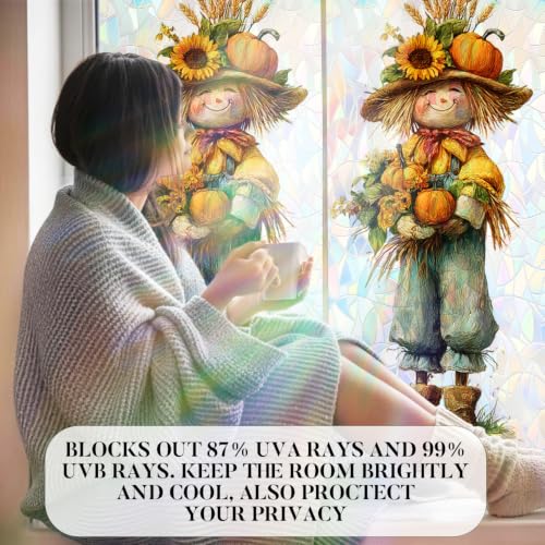 Image of Scarecrow Sunflower Holographic Window Film 17.32x39.37in Cling