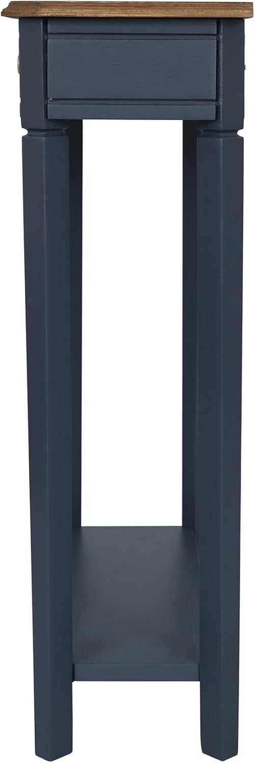 East at Main Marnie Console Table – 23.75” Wide Navy Blue Entryway Table with Storage Drawer & Shelf – Slim Accent for Hallways, Foyers, Living Rooms and Small Spaces – Handcrafted Bayur Wood