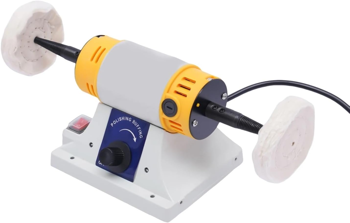 Jewelry Polisher Bench Polishing Machine With 2 Cloth Wheels 800-10000 RPM Adjustable Speed For Metal, Wood, Amber DIY