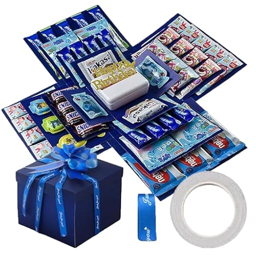 Caja explosiva de 5 capas, hazlo tú mismo, caja sorpresa, con cinta adhesiva + cinta, paquete de regalo multiuso para cumpleaños, Navidad, San Valentín, boda y aniversario (azul) | Ya disponible en tu tienda friki favorita! En mundofriki.es!