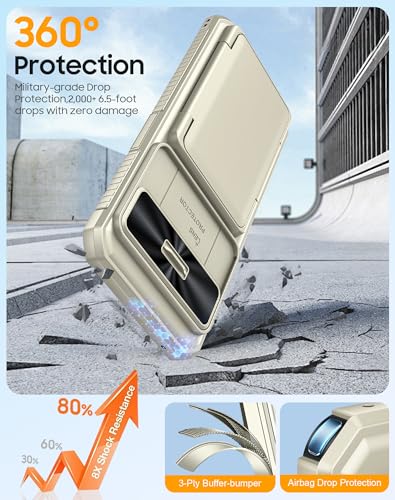 oupeigar for Google Pixel 10 Pro XL Case with Card Holder & RFID Blocking & Sliding Camera Cover & Kickstand Non-Slip Full-Body Shockproof Wallet Phone Case for Pixel 10 Pro XL (Titanium Glod) - image 8