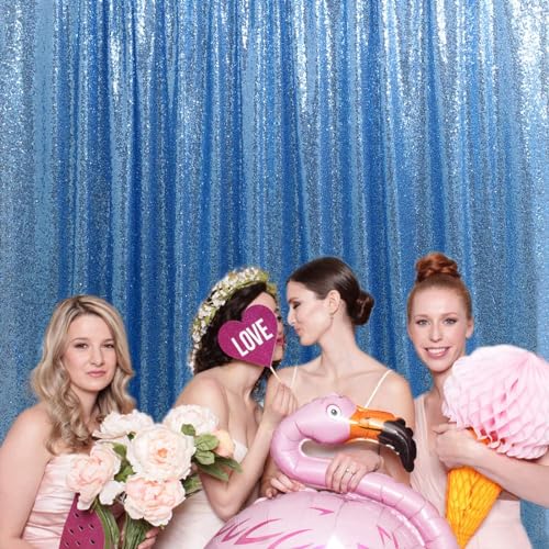 Baby Blue Sequin Backdrop Curtain 7ft x 7ft Glitter Photo Background for Wedding Baby Shower Party Stage Decorations by QueenDream - Image 3