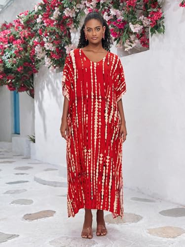 Image of Kaftan Dresses for Women Plus Size Bathing Suit Cover up Caftan Maxi Beach Dresses
