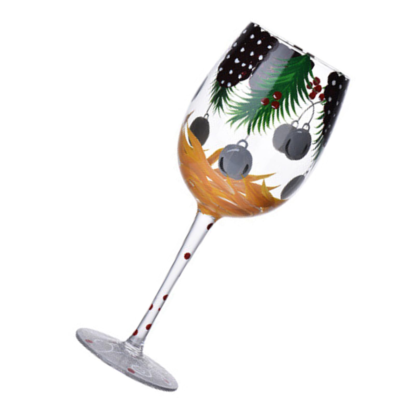 MALSSE Decorative Christmas Themed Glasswares High Footed Glass Drinking Cup for Parties and Holiday Event Water Drinkware Decorative Christmas Drinkwares