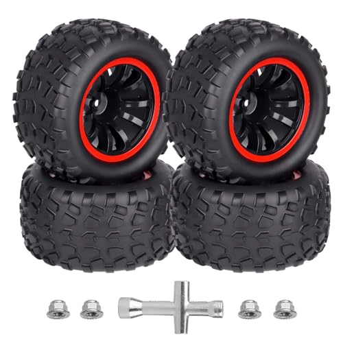 Hobbypark Pre-Glued 12mm Hex RC Truck Wheels and Tires Set f