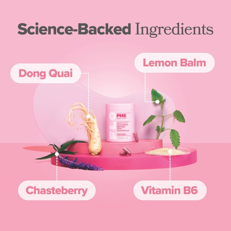 O Positiv FLO PMS Vitamins for Women, 30 Servings (Pack of 1) - Proactive PMS Relief - Targets Hormonal Breakouts, Bloating, Cramps, & Mood Swings with Chasteberry, Vitamin B6, & Lemon Balm - Image 3