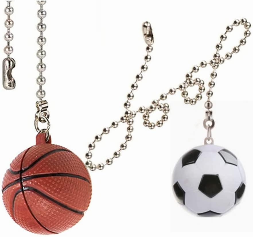 Ceiling Fan Pull Chain Ornaments Extension Football and Basketball Light Pull Chains for ceiling fans Chain 2Pcs