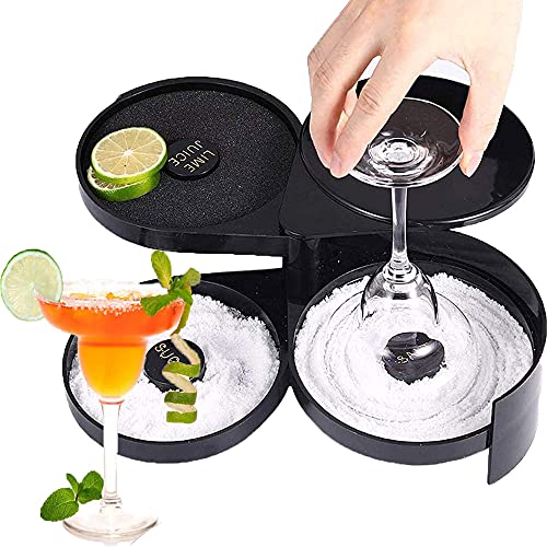 Salt Rimmer, Bar Glass Rimmer Margarita Salt Sugar Cocktail Rimmer Plateaux rotatifs à 3 niveaux Outil de barman pour bar, clubs et fêtes à la maison Cover