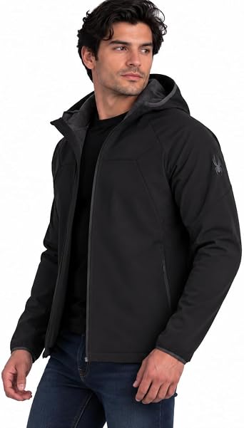 Spyder Mens Softshell Jacket - Faux Fur Lined Wind Resistant Fleece Jacket
