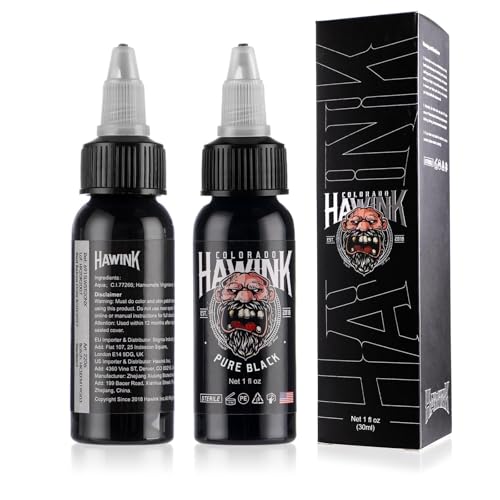 HAWINK Professionelle Tattoo Farbe Pur Black 1 Flasche mit 1oz (30ml) Tattoo Ink Pur Schwarze TI203-30-001