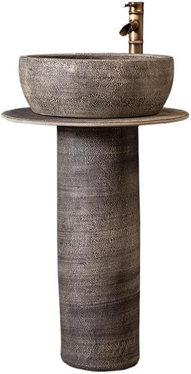 Bathroom Countertop Vessel Sink Home Bathroom Column Sink Wash Basin Ceramic Floor-standing Pedestal Sink Vanity