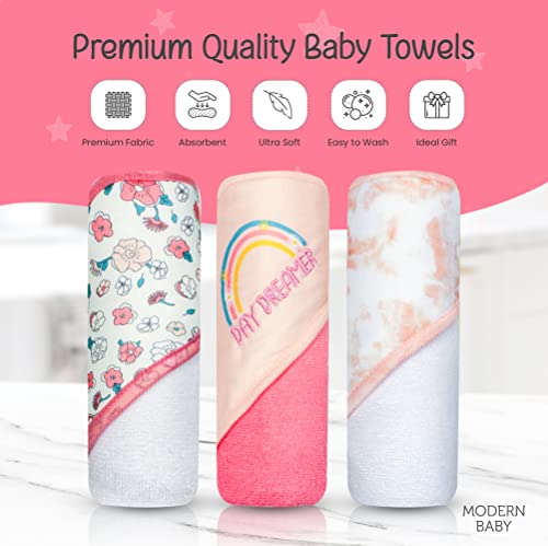 Modern Baby 3 Pack Hooded Baby Bath Towel Set For Newborns Infants & Toddlers, Boys & Girls Baby Hooded Towels #TOP1