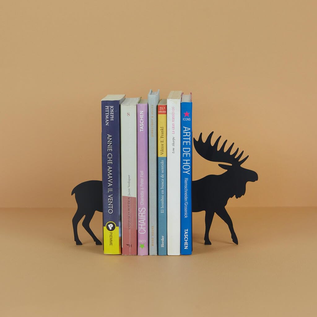 Serre Livres Métal Cale Livre-Noir Séparateurs de Livres Anti Rayures