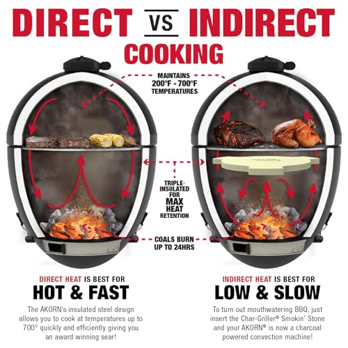 Char-Griller® AKORN Jr Charcoal Grill and Smoker Ceramic Smokin' Stone Accessory for Low-and-Slow Indirect BBQ Smoking Methods in Ivory, 11.75" L x 11.75" W, .75" H, Model 6211 by Char-Griller - Image 4