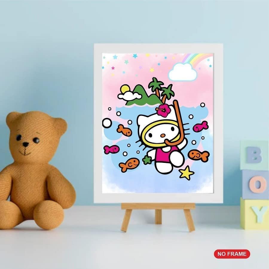 SYCART® Hello Kitty Wall Art Poster Prints, Posters for Girls Room, UNFRAMED Set of 8 ( 8x10 inches ), Kitty poster for girls bedroom, Kids Nursey Room decor, HelloKitty Decorations, Hello Kitty Watercolor poster