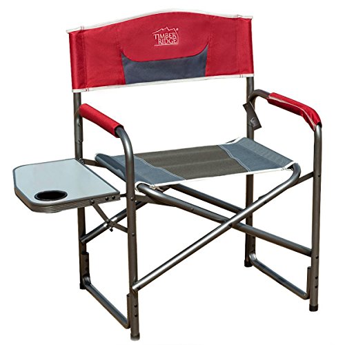 Timber Ridge Directors Chair with Side Table Aluminum Frame Portable Lightweight Folding Camp Chair for Outdoor Camping, Patio, Lawn, Garden, Support 300lbs