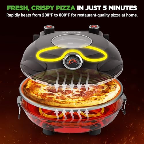 image for NutriChef Electric Pizza Oven | 12 Inch Countertop Pizza Maker with Te