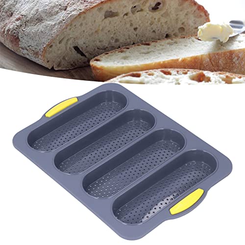 HERCHR Baguette Baking Tray,4 Cavity Hot Dog Bun Mould Silicone Hotdog Buns Bread Pan,Nonstick Loaf Pan,Loaves French Toast Bread Baking Tray Bake Mold,Hot Dog Bun Mold Baguette Mould