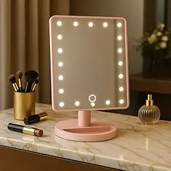 Espelho de Mesa com LED para Maquiagem – Espelho de Maquiagem com Luz Touch, Portátil, Articulado, Iluminado para Penteadeira e Skincare - LealShop
