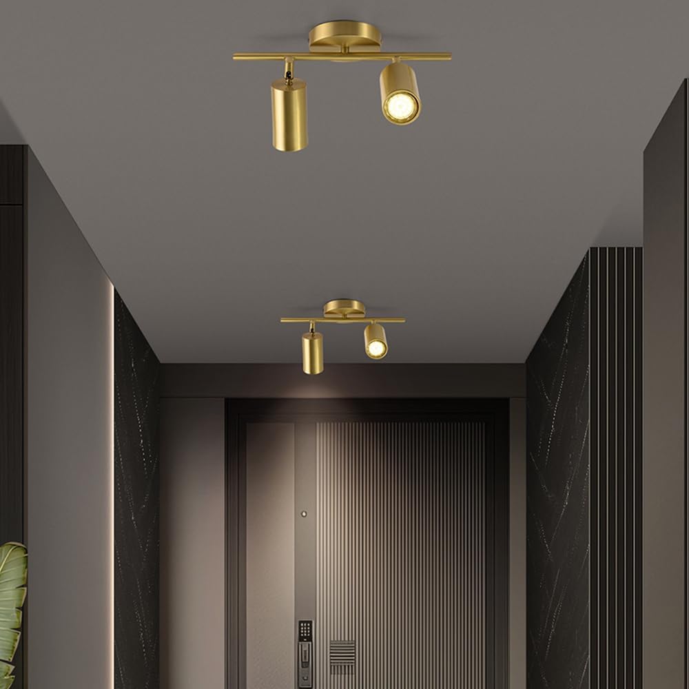 Nordic Modern Ceiling Spotlight Fixture, H65 Brass d Track Lighting, Industrial Spotlights Lights Fixtures Flexibly Rotatable Flush Mount Ceiling Light for Kitchen Dining Room Spotlight GU10 Bulb