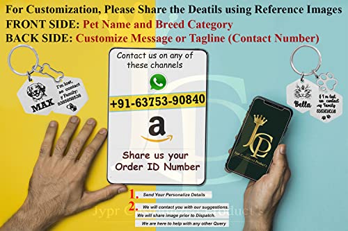 Image of Jypr Customized Product's Pet ID Face Tag Personalize Black Laser Engraved Name Locket Collar Tag for Your Loving Pet Dog, Cat 2 MM Tiny with Little Paw Charm (Drop Shape Large)