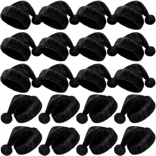 Image of Vicenpal 20 Pcs Santa Hats Bulk for Adults, Black, Classic