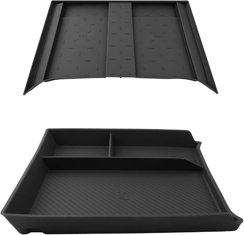 Organizador de Console Central e Bandeja Inferior para Kia Telluride 2027 CDEFG, com Tapete de Silicone para Carregamento Sem Fio, Kit com 2 peças