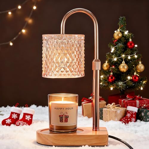 Adewalk - Lampe Chauffe Bougie avec Minuterie et Variateur - Candle Warmer Lamp Hauteur Réglable, 2 Ampoules 50W - Chauffe Bougie sans Flamme pour Bougies en Pot, Idéal Cadeau Décoration, Naturel
