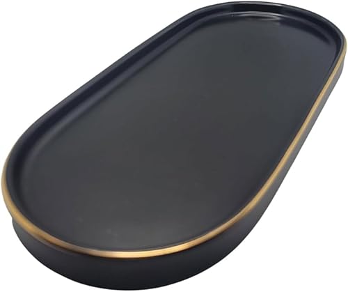 GLAZZLESIPPSCOMPANY - Bandeja ovalada de lujo de resina de mármol sintético, baratijas, jabón, baño, decoración del hogar, almacenamiento, joyas,