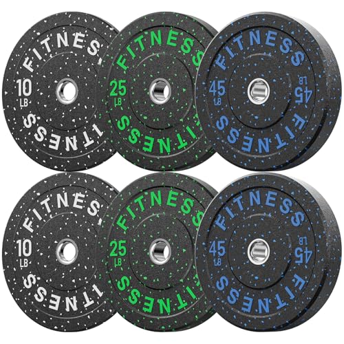 AMGYM 2 Inch Bumper Plates High Bounce,160lbs(20-540lbs) Weight Plates for Strength...