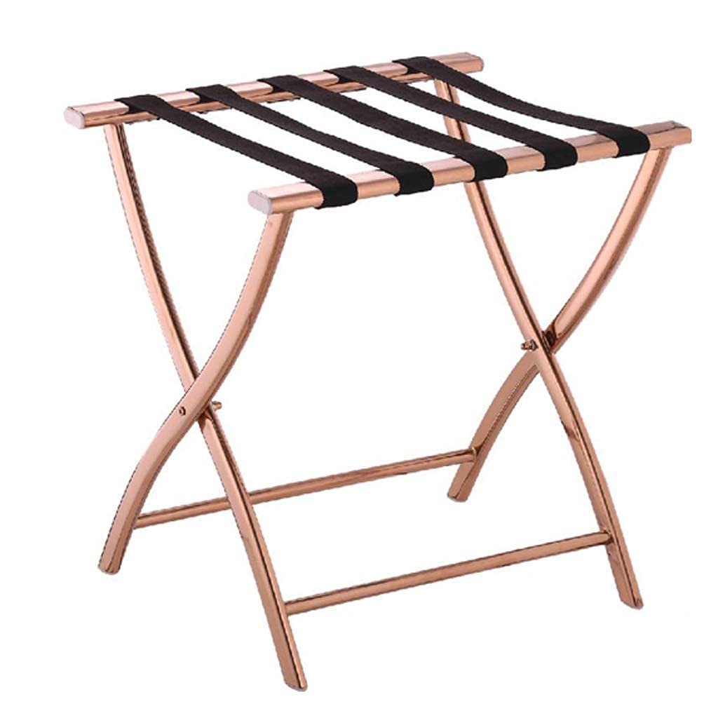 Porte-bagages pliant en acier inoxydable or rose pour hôtel et chambre