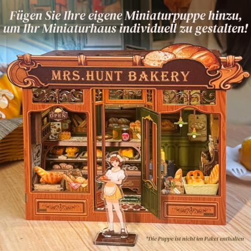 Fsolis Book Nook Bäckerei – Modernes Miniaturhaus mit LED Beleuchtung – Holzpuzzle inklusive Möbelset und Zubehör… – Ansicht 4