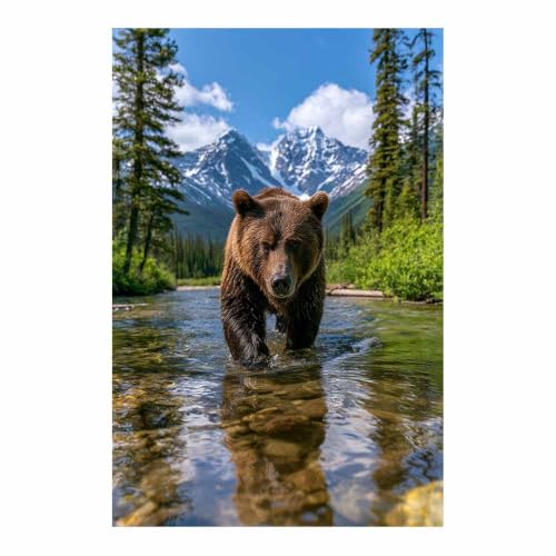 Toile animaux Wild Bear pour sublimer la décoration d'un appartement ou d'un salon chaleureux