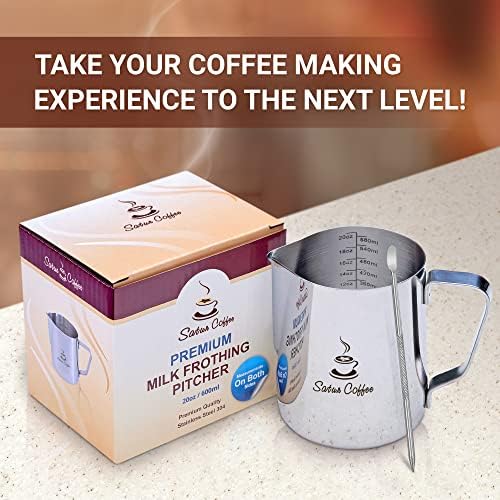 Milk Jug 600ml - Milk Frother Jug 350 600 900 ml - Measurements on Both Sides Plus eBook - Milk Frothing Jug Barista Milk Pitcher Stainless Steel Jug Latte Cup Milk Frothing Pitchers 12 20 30oz