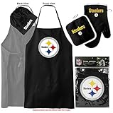Pittsburgh Steelers (Apron & Oven Mitt Pot Holder) Bonus Bottle Opener, Barbeque Apron and Chef's Hat , NFL Licensed