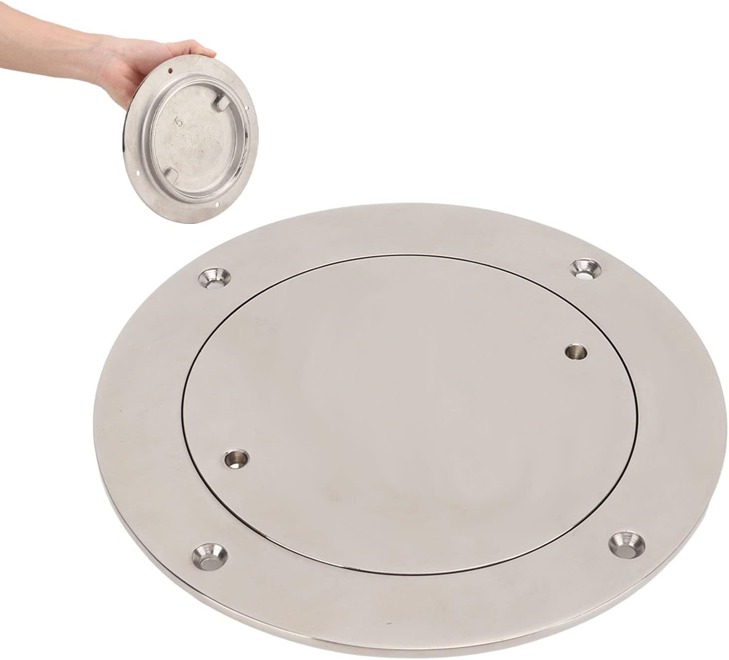 5in Boat Hole Cover, 316 Stainless Steel Inspection Deck Plate Round for Ship, for Various Boats, Easy to Install