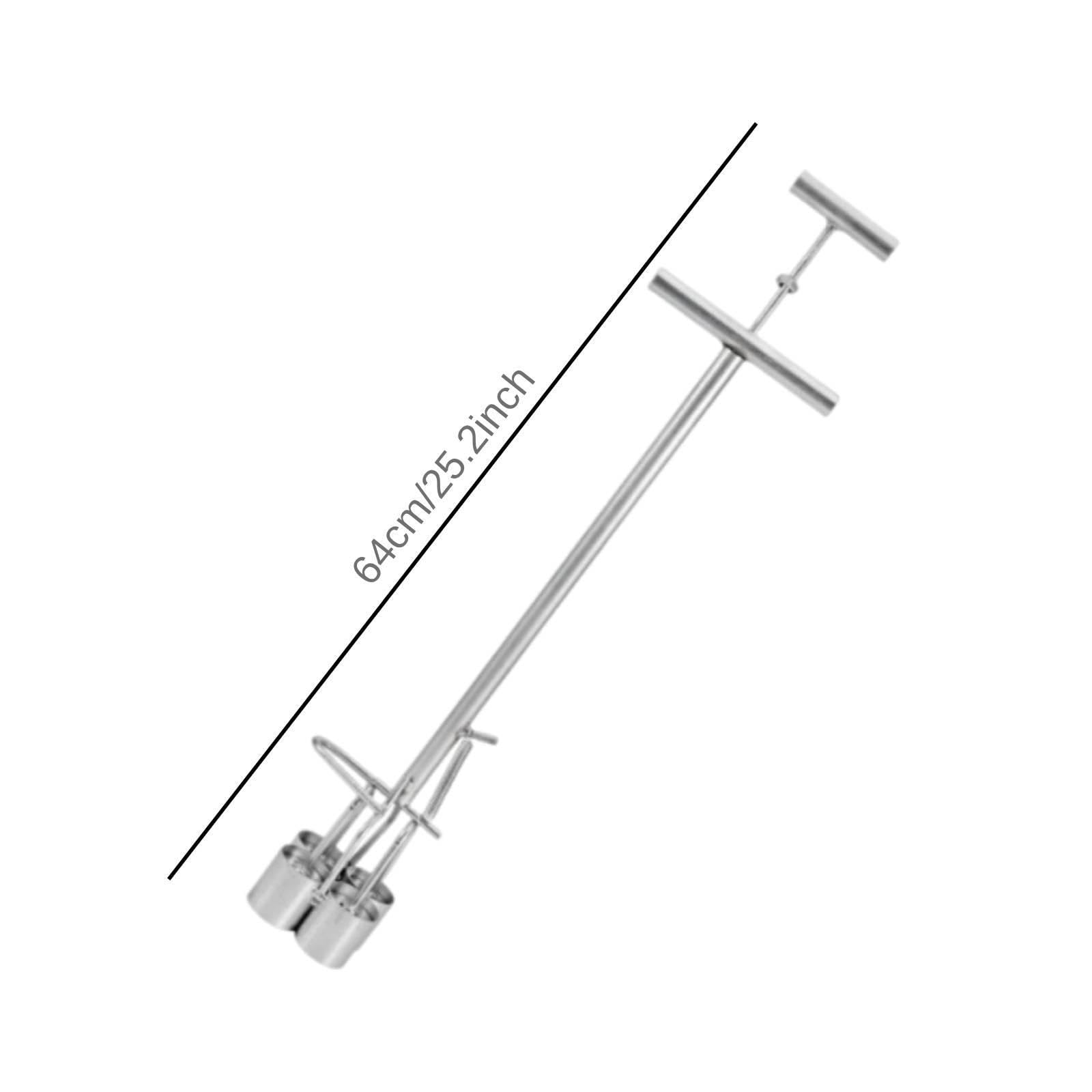 Homyl Semoir Manuel pour Jardin Potager, Planteuse de Bulbes, Outil de Pressage de Graines en Fer avec Poignée Ergonomique et Tube Adapté, 4 Trous