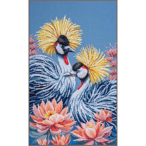 Point de croix kit complet broderie motif oiseau tableau salon 28x43 cm