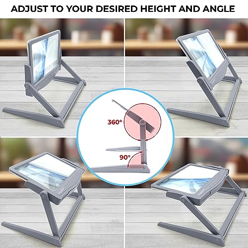 MAGNIPROS Patented 5X [Rechargeable] LED Page Magnifier with Foldable Stand | Eye Caring 3-Color Light Modes & Anti-Glare Lens for Reading Fine Print, Crafting, Low Vision & Seniors - Thumbnail 3
