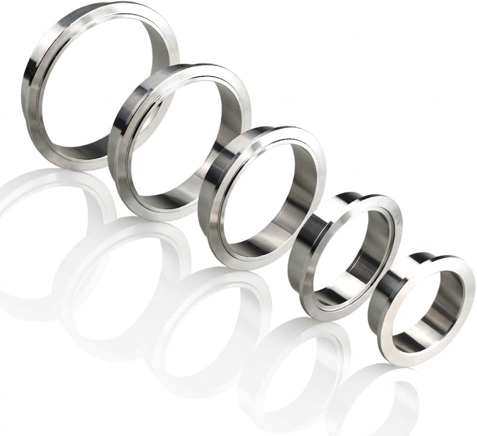 Mcwhr (5 Pack) Stainless Steel V Band Flanges Set, Precision CNC Machined Male & Female Interlocking Flange Pair, Weld-on for Turbo, Exhaust, Downpipe (No Clamp Included)