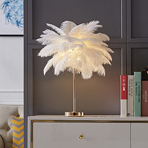 Lampe en plumes blanches KunMai dorée pour créer une ambiance douce dans votre chambre
