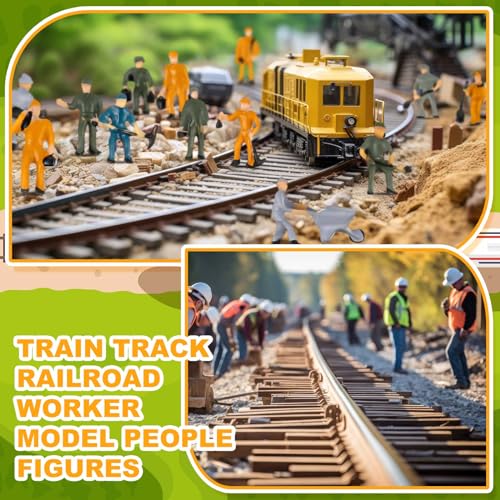 Namalu 27 Pcs 1: 87 Ho Scale Train Track Railroad Worker Miniature Model People Figures Architectural Plastic Train People Figures with Tools Rock Landscape Train Accessories for Miniature Scenes - Thumbnail 3
