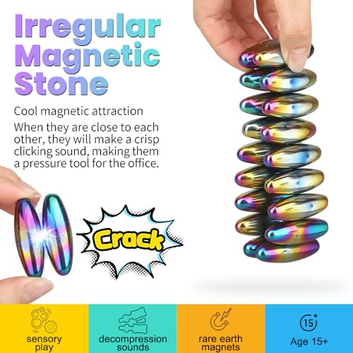 Image of Rattle Snakes Magnetic Eggs, Fidget Toy Hematite Magnet for Adults, Fridge Magnets Oval Rocks for Refrigerator, Small Gadget,Desk Toy for Ferrite Putty(24PCS)
