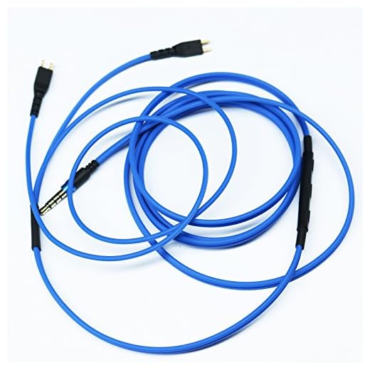Ersättningskabel kompatibel med Sennheiser HD25, HD 25-1, HD25-1 II, HD25-13, HD25-C, hörlursuttag, fjärrvolym och mikrofon kompatibel med Apple iPhone iPod iPad iOS endast blå