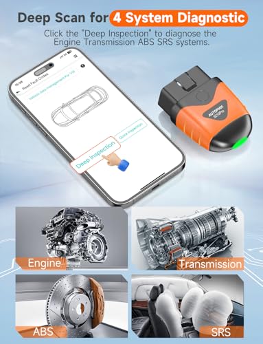 AUTOPHIX OBD2 Scanner Bluetooth 3210 Pro, 4 Systems Diagnosis Engine ABS SRS Transmission Scan Tool Car Scanner Wireless Code Reader Car Diagnostic Scanner with Battery Test for iPhone, iPad, Android