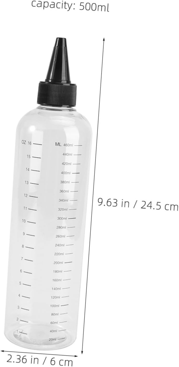 Cabilock 8pcs Graduated Plastic Squeeze Bottles 17oz Reusable Precise Dispensing Applicator Bottles with Leakproof Caps for Kitchen and Laboratory Use