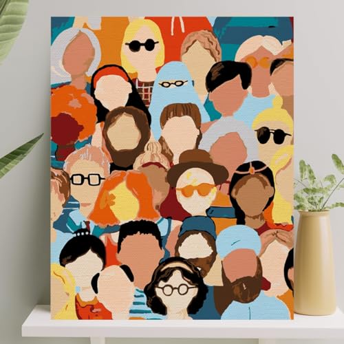 İnsanlar temalı sayılarla boyama tuval seti, 40x50 cm; fırça, boya ve çıta dahil