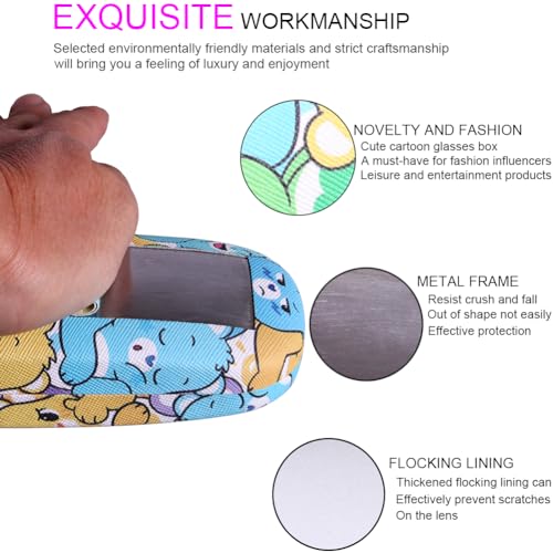 Image of ADBGV Cute Stylish Hard Shell Eyeglasses Cases Protective Case Storage Box With Glasses Cloth Eyeglass Strap for Girl Teen